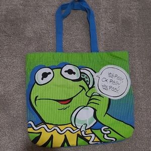 Vibrant The Muppets Kermit the Frog Pop-Art Tote Bag - "Yes Piggy" w/ Pouch